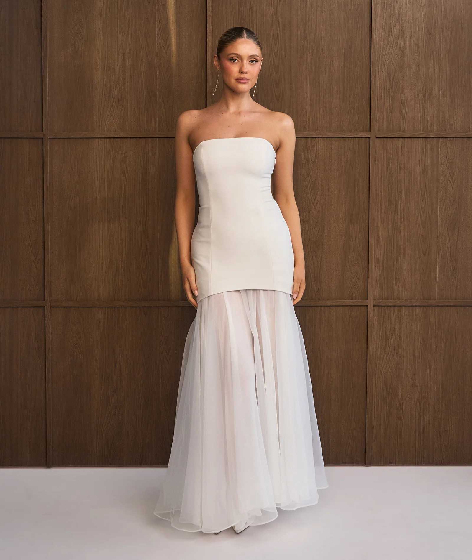 Bandeau Drop Waist Maxi Dress – White - Image 3