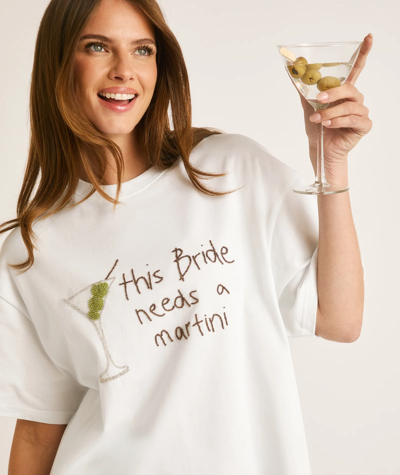 Bride Needs a Martini Beaded Tee - White - Image 7