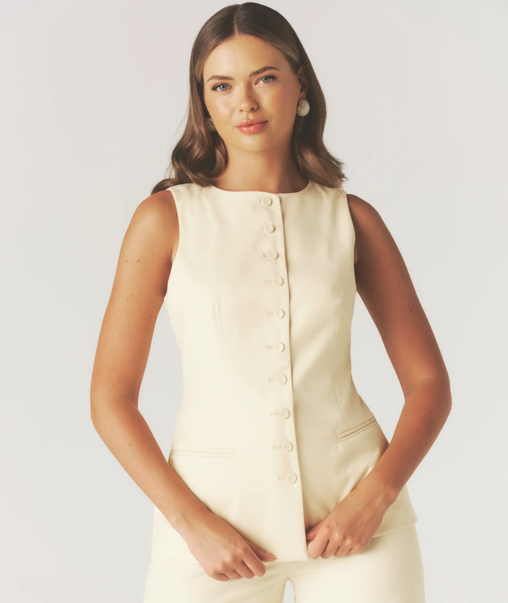 Button Through Tailored Waistcoat - Lemon - Image 4
