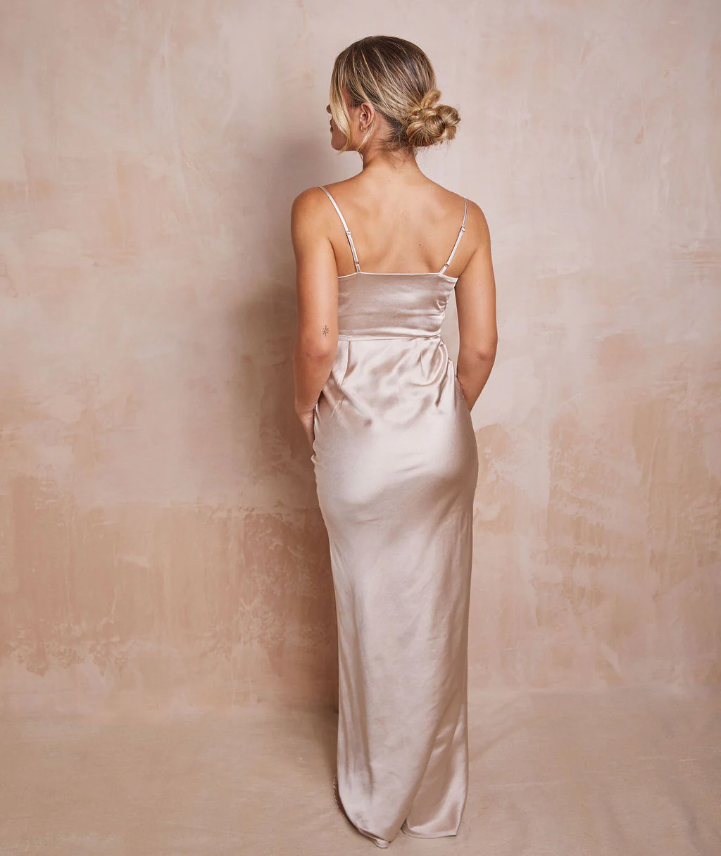 Cami Cowl Satin Bridesmaid Dress - Oyster - Image 5