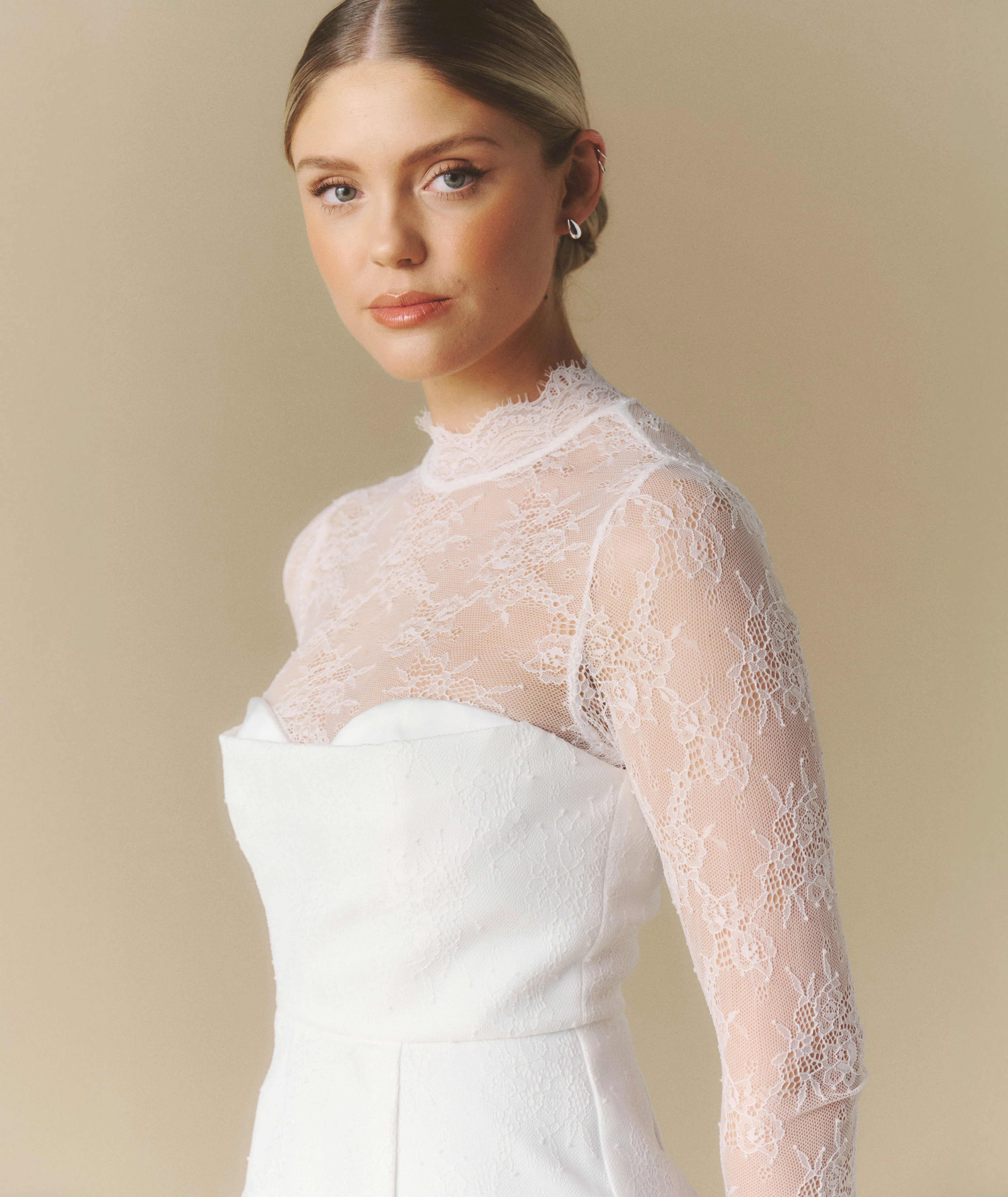 Lace Sleeve Cup Detail Midi Dress - White - Image 4