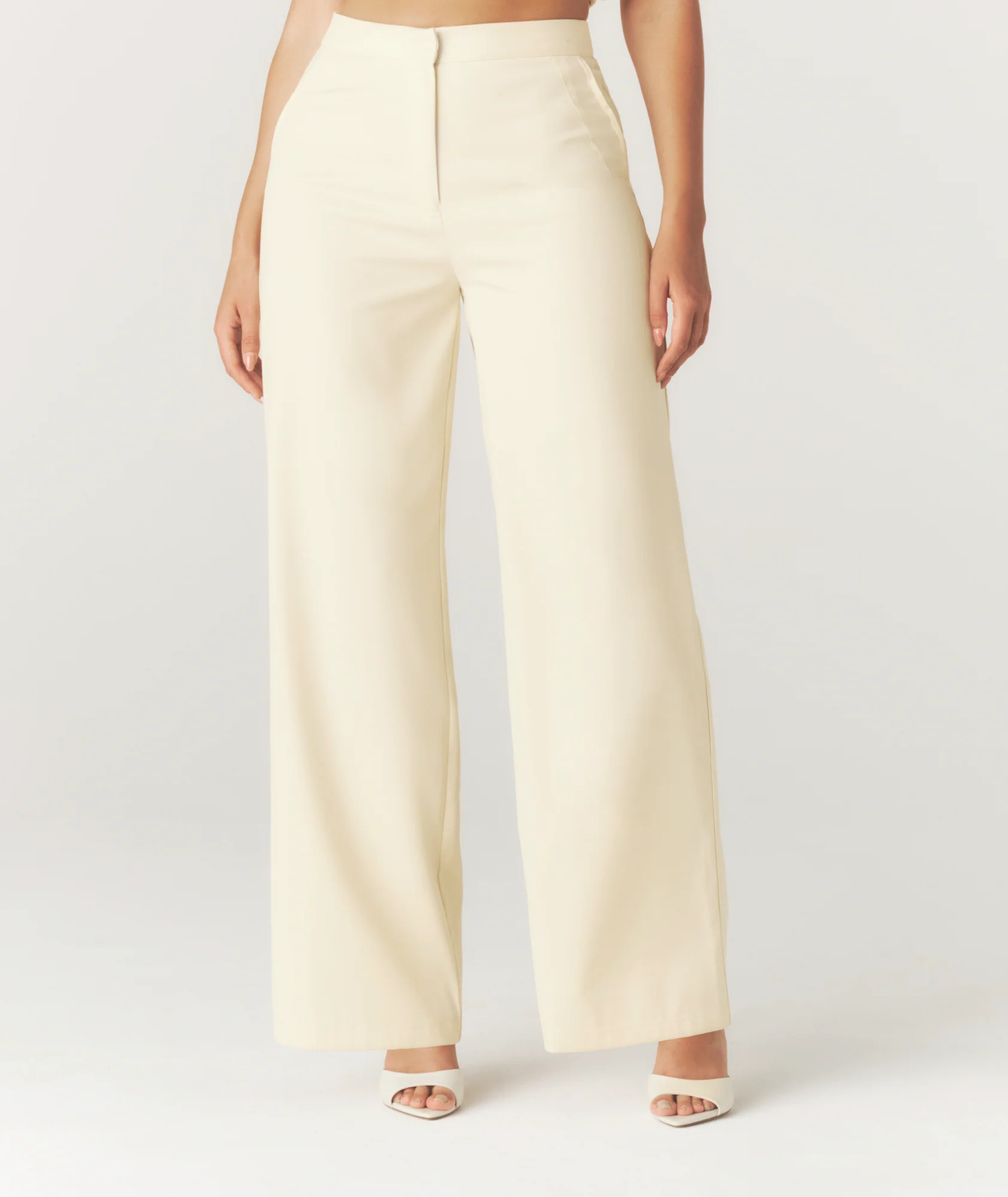 Tailored Wide Leg Trousers - Lemon