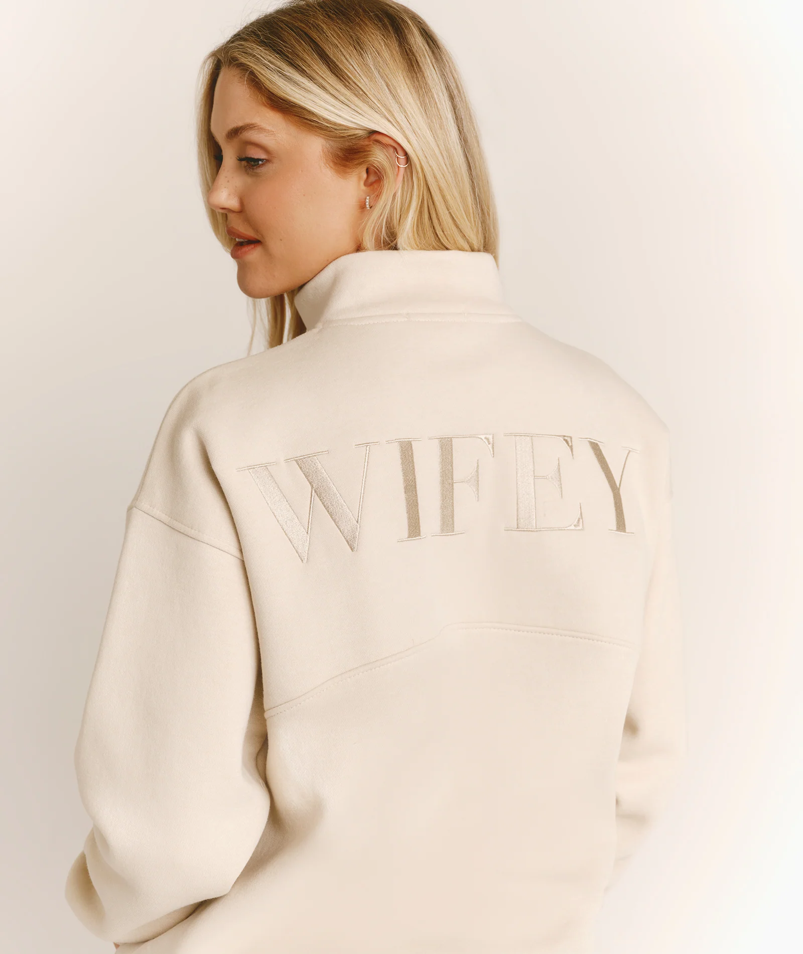 Wifey Quarter Zip Sweatshirt - Champagne - Image 5